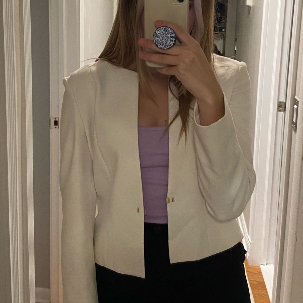 White cropped blazer HUGO BOSS